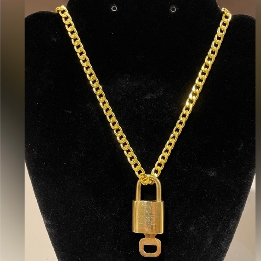 Louis Vuitton lock and key necklace with unbranded chain